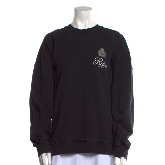 Frame x Ritz Paris Unisex Late Check Out Crewneck Sweatshirt Black Large - Picture 3 of 7